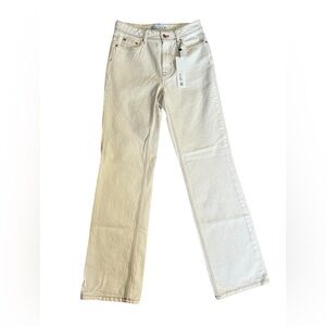 NWT Zara High Rise Cream Denim wide leg Jeans